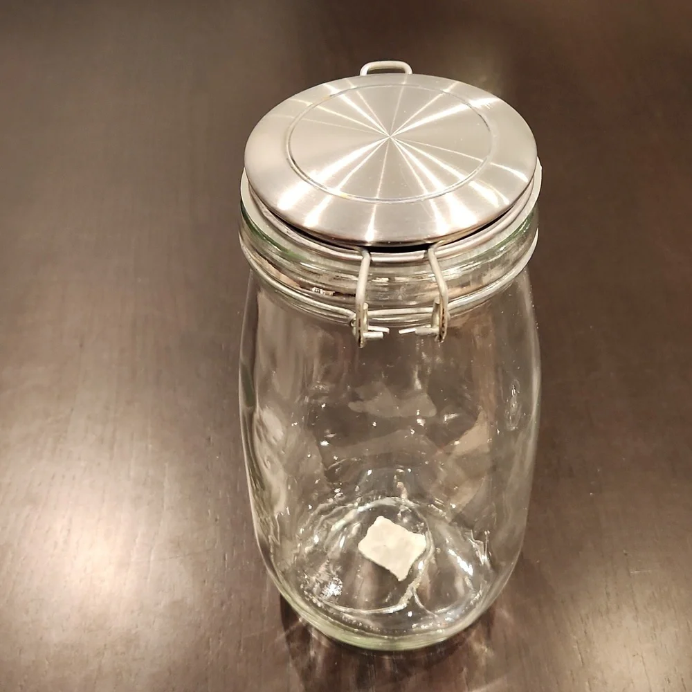 West Elm Storage Glass Jars, Silver Lid w/Kilner latch closure NWT set of 2